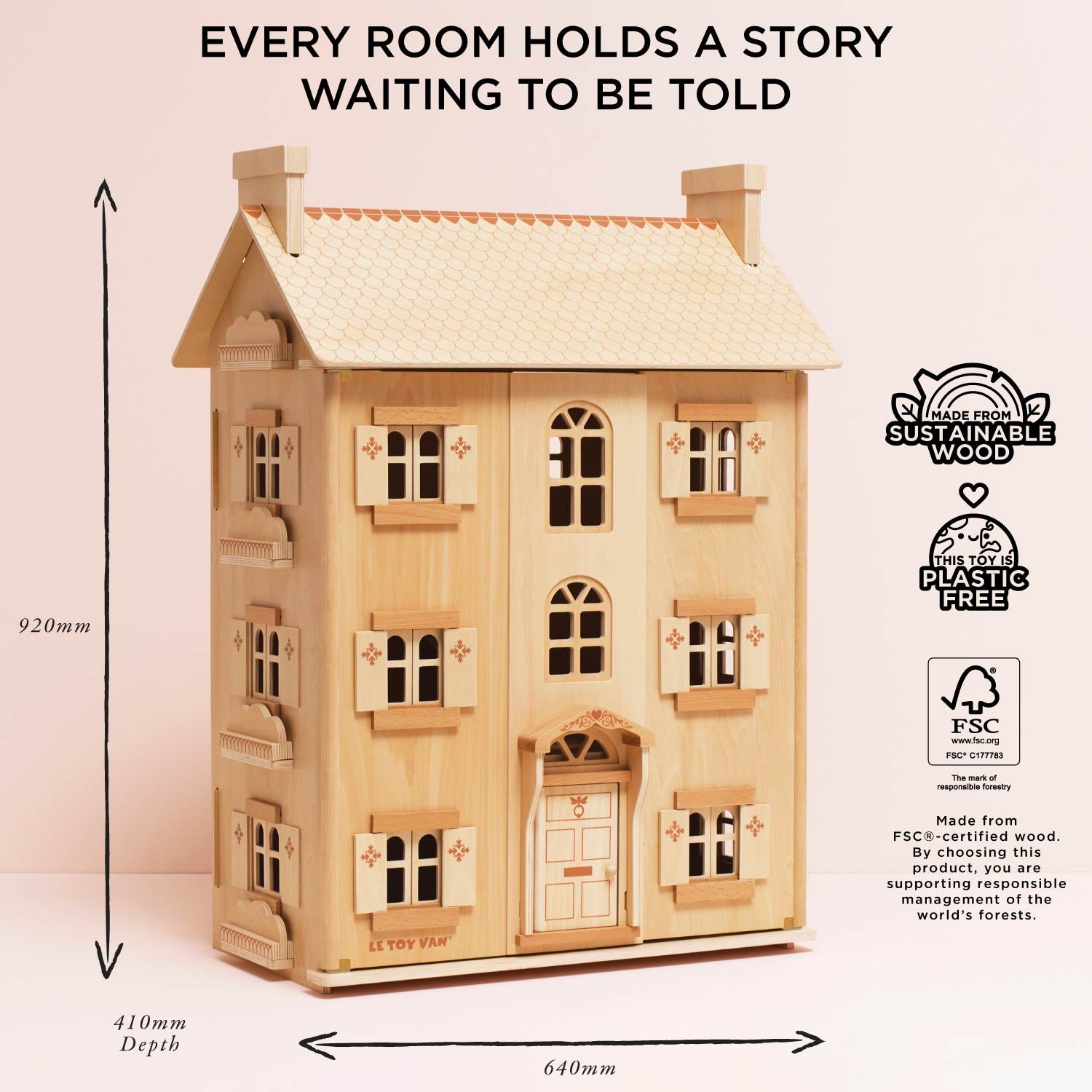 Grand Natural Wood Dolls House