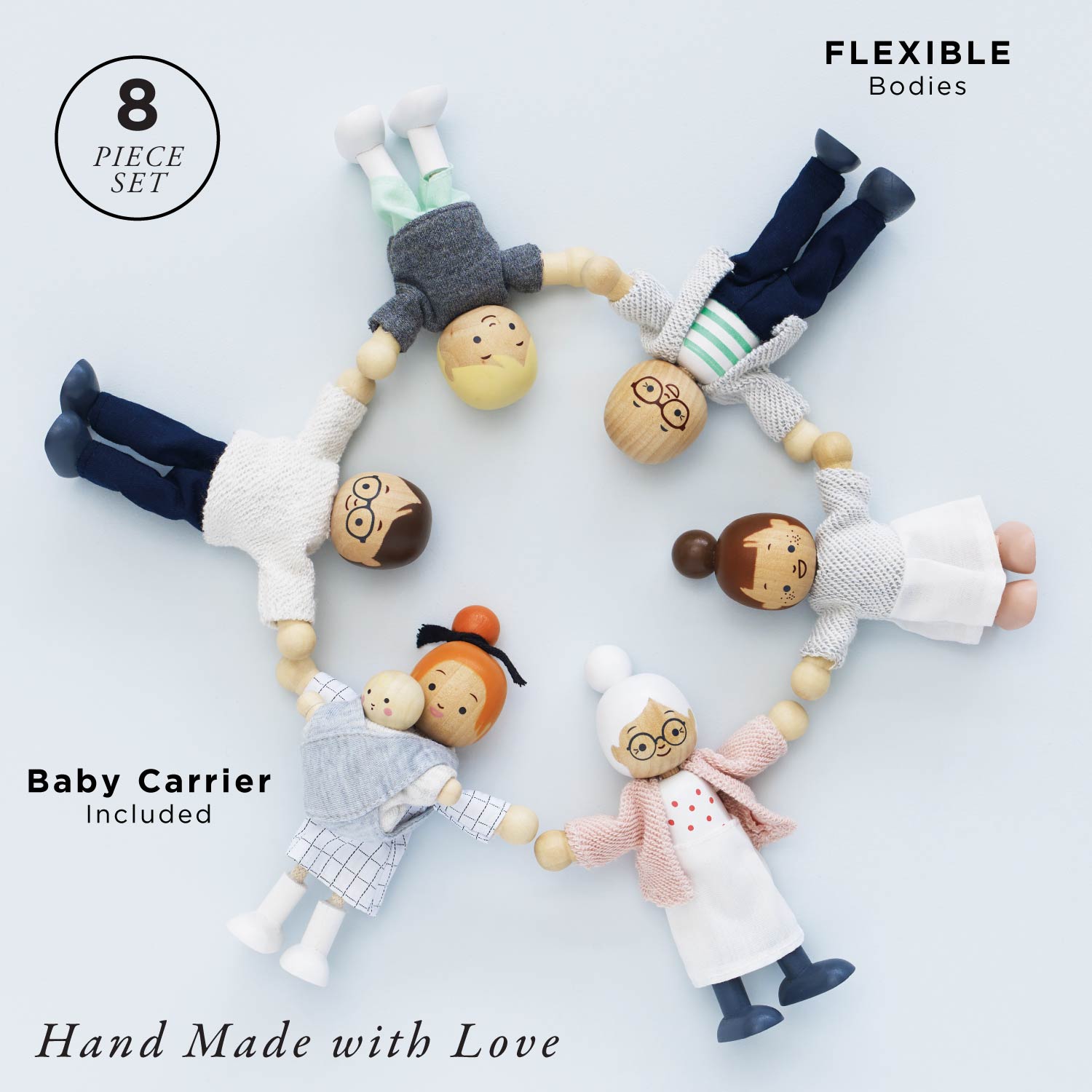 Wooden Dolls House Family