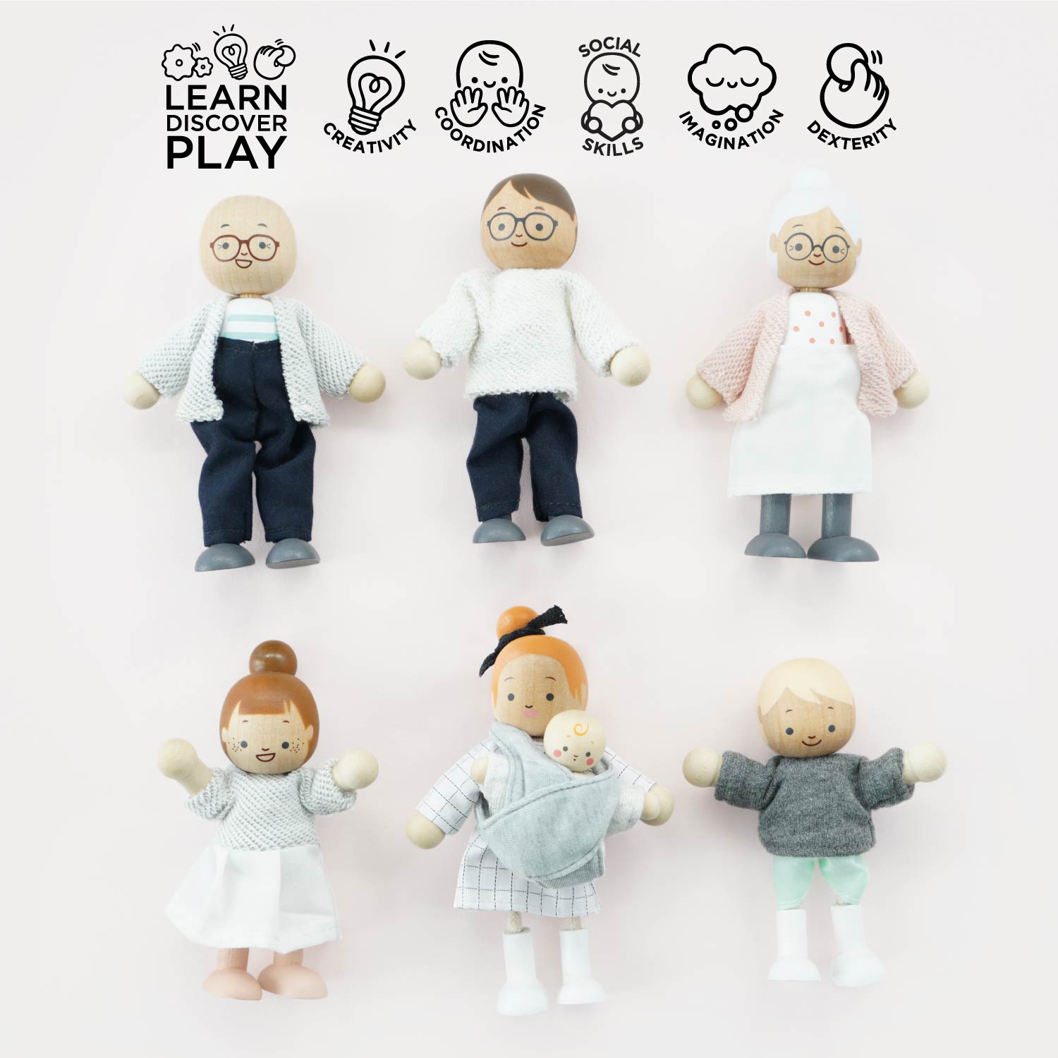 Wooden Dolls House Family