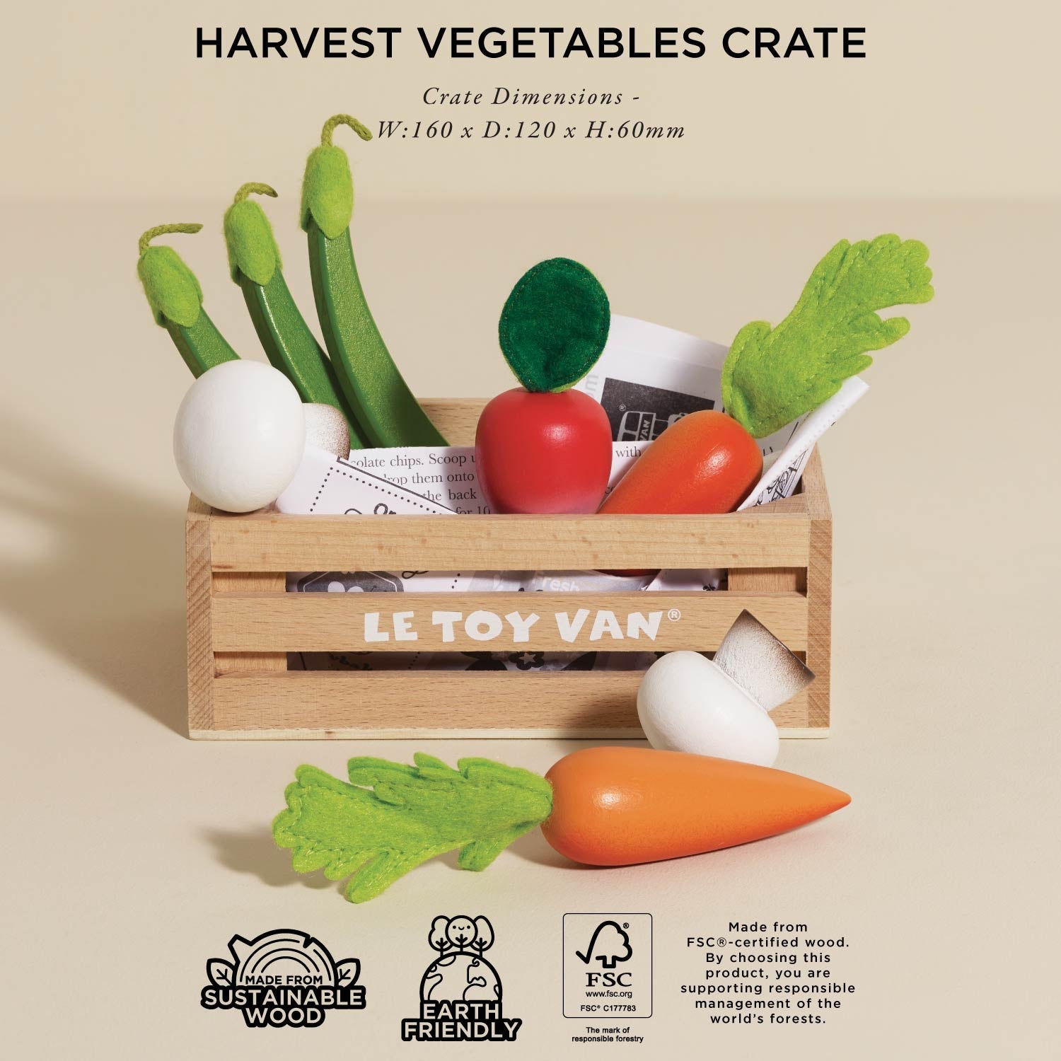 Harvest Vegetables Wooden Food Crate