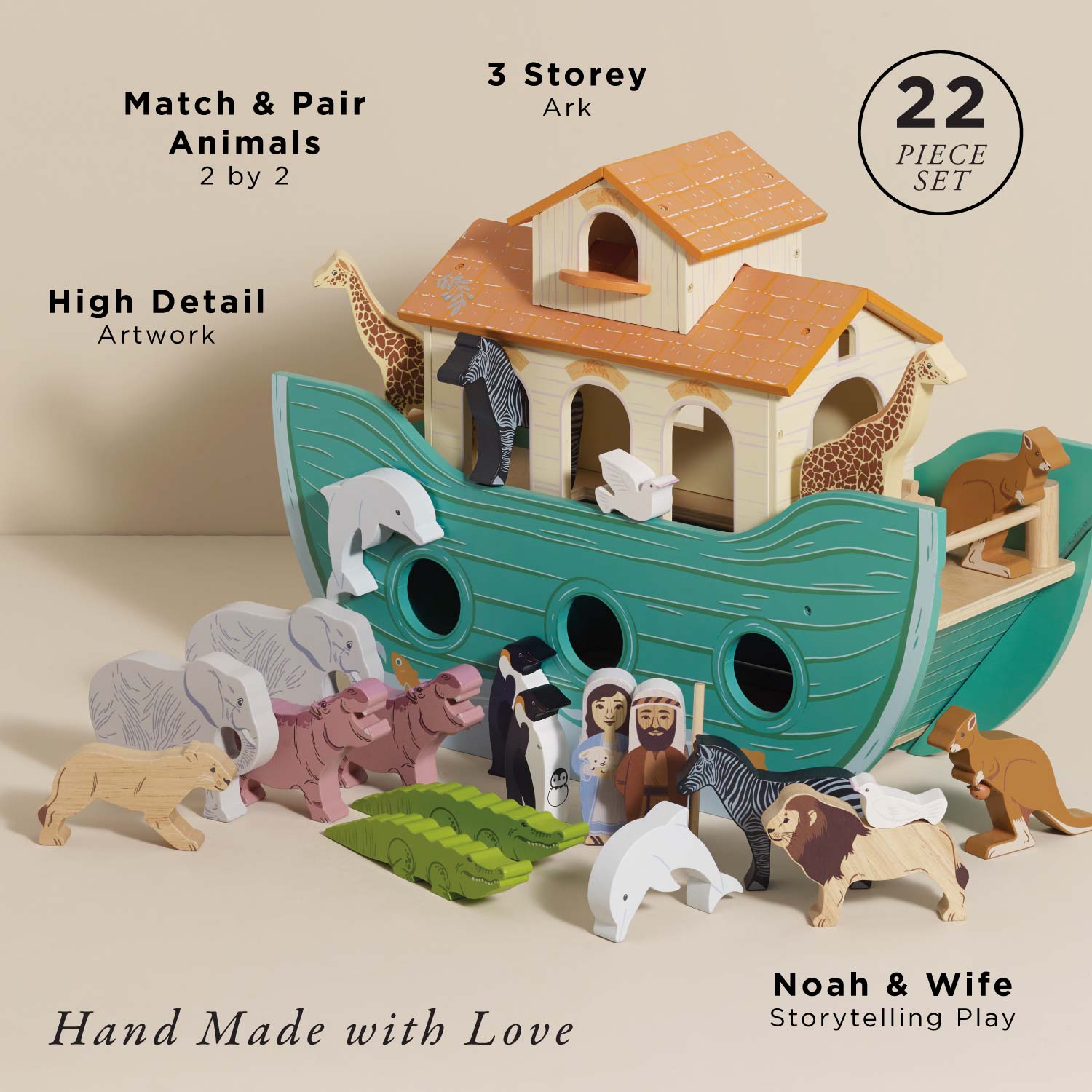 Noah's Great Wooden Ark & Animals
