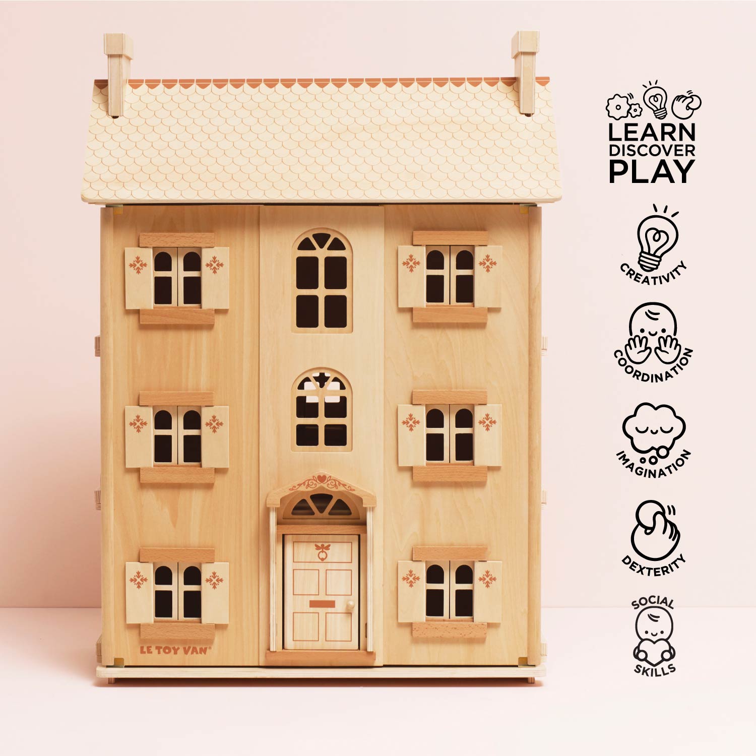 Grand Natural Wood Dolls House