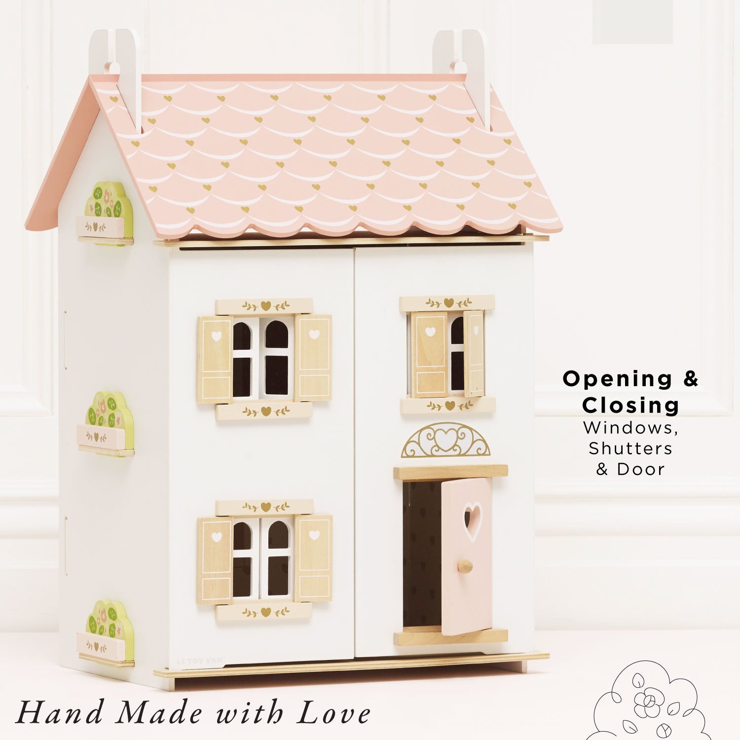 Roseheart Wooden Dolls House, Furniture & Family