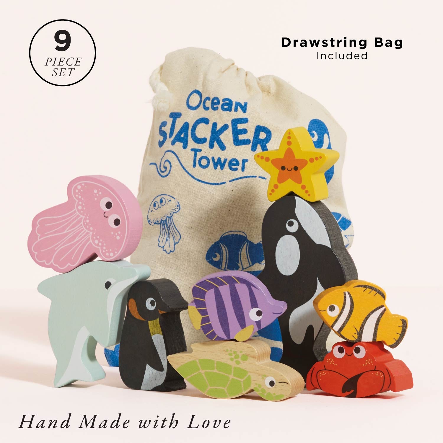 Ocean Wooden Animal Stacking Toy