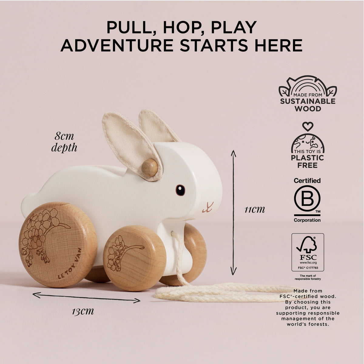Pull Along Hopping Bunny Rabbit