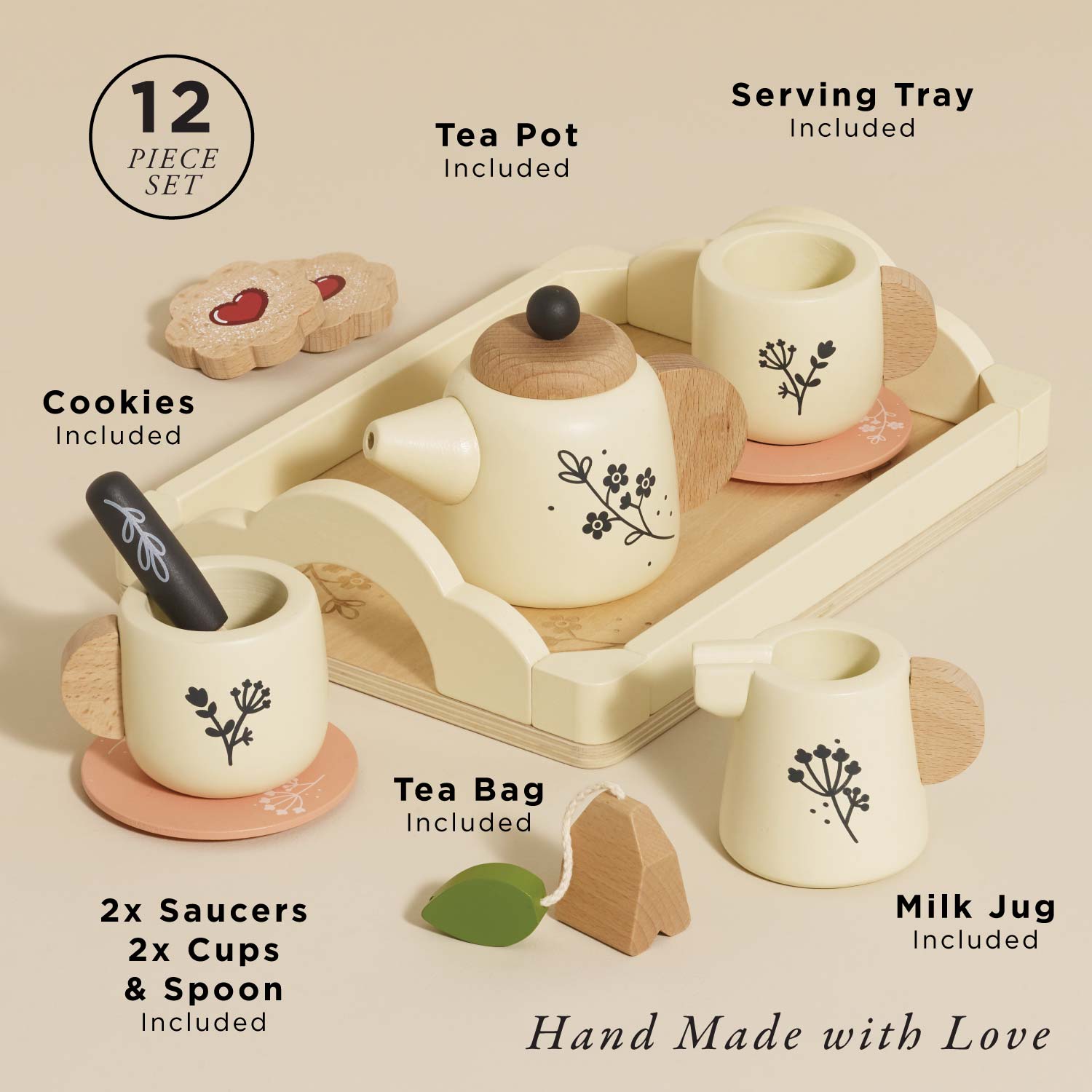 Wooden Tea Set & Tray
