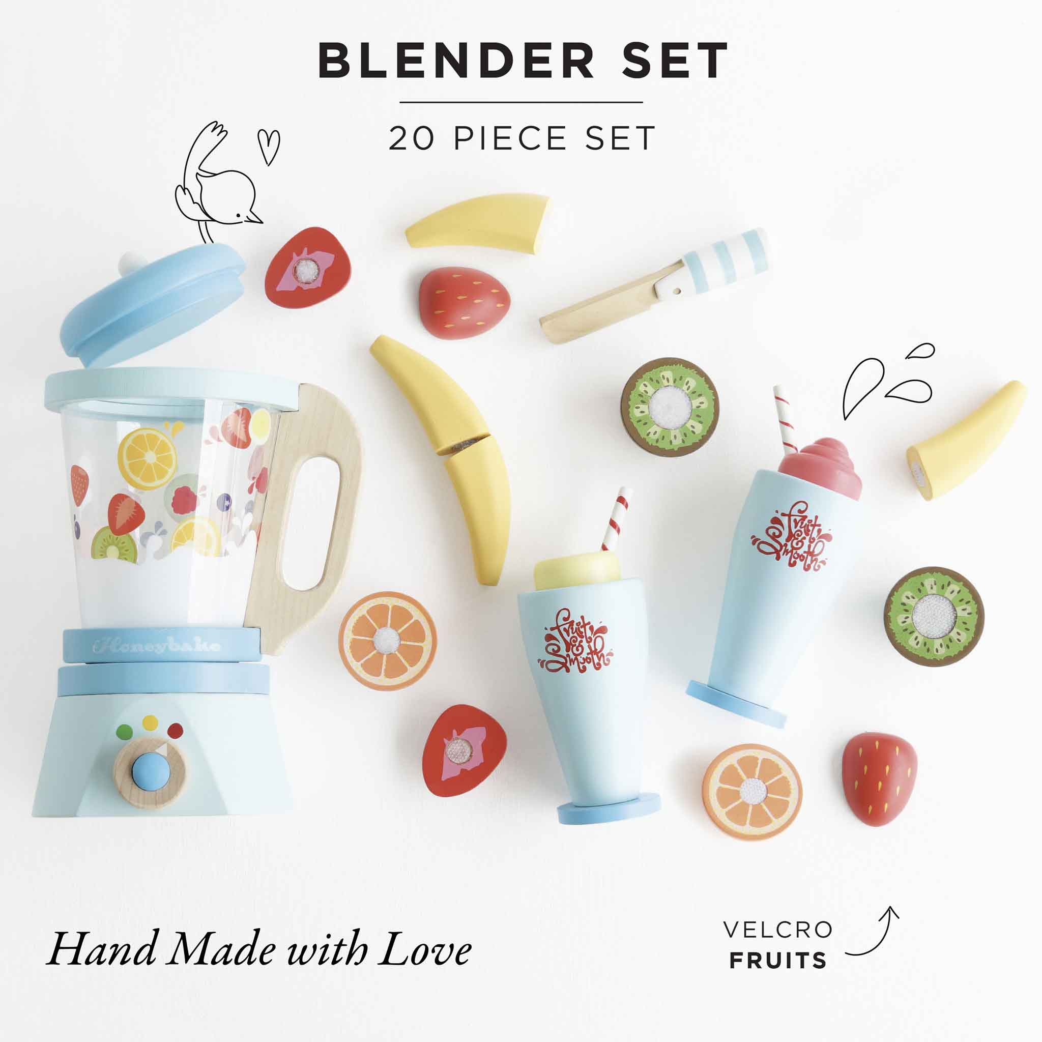 Blender & Wooden Fruit Set