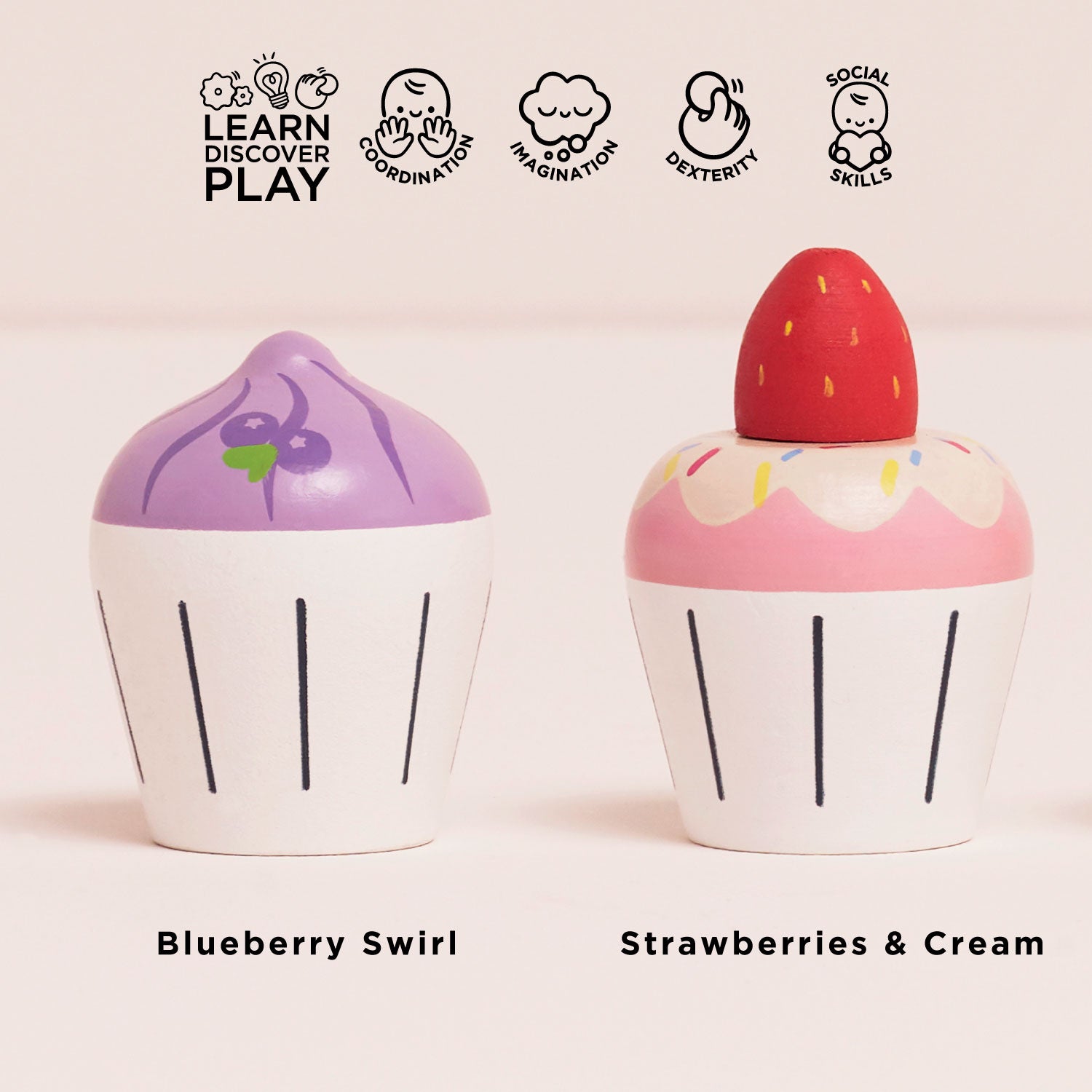 Wooden Cupcake Set