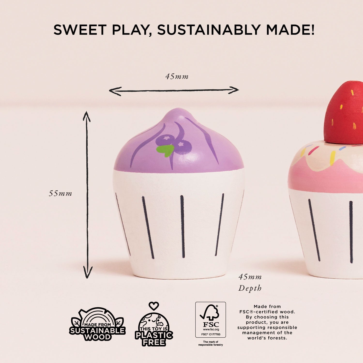 Wooden Cupcake Set