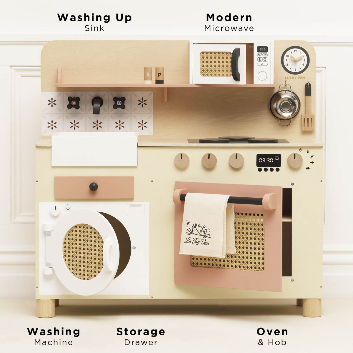 Rattan Family Size Wooden Play Kitchen