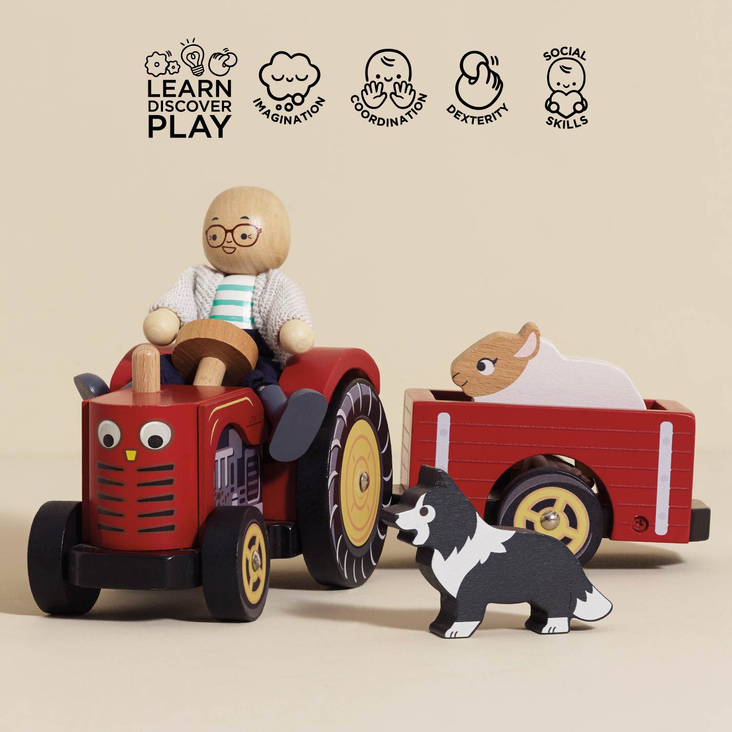Red Wooden Tractor