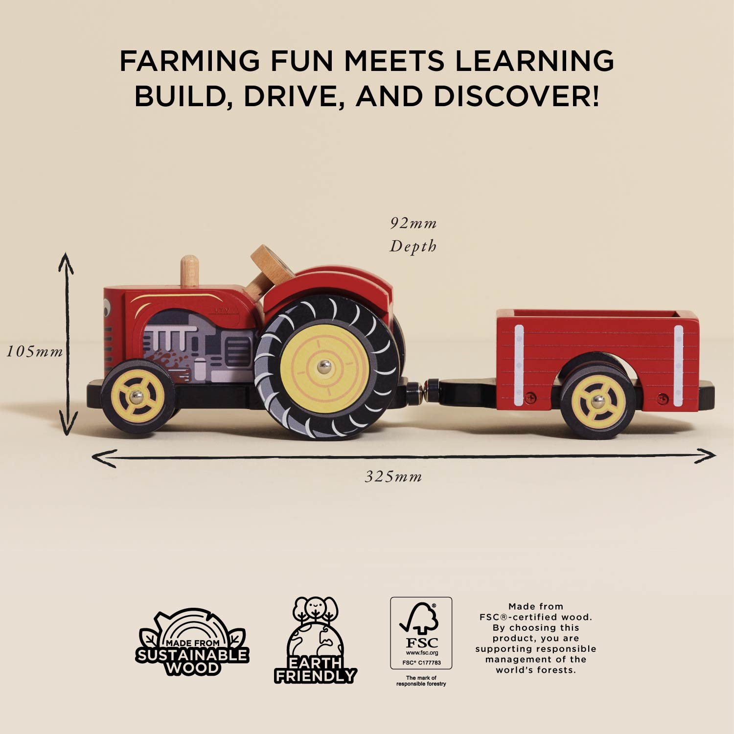Red Wooden Tractor